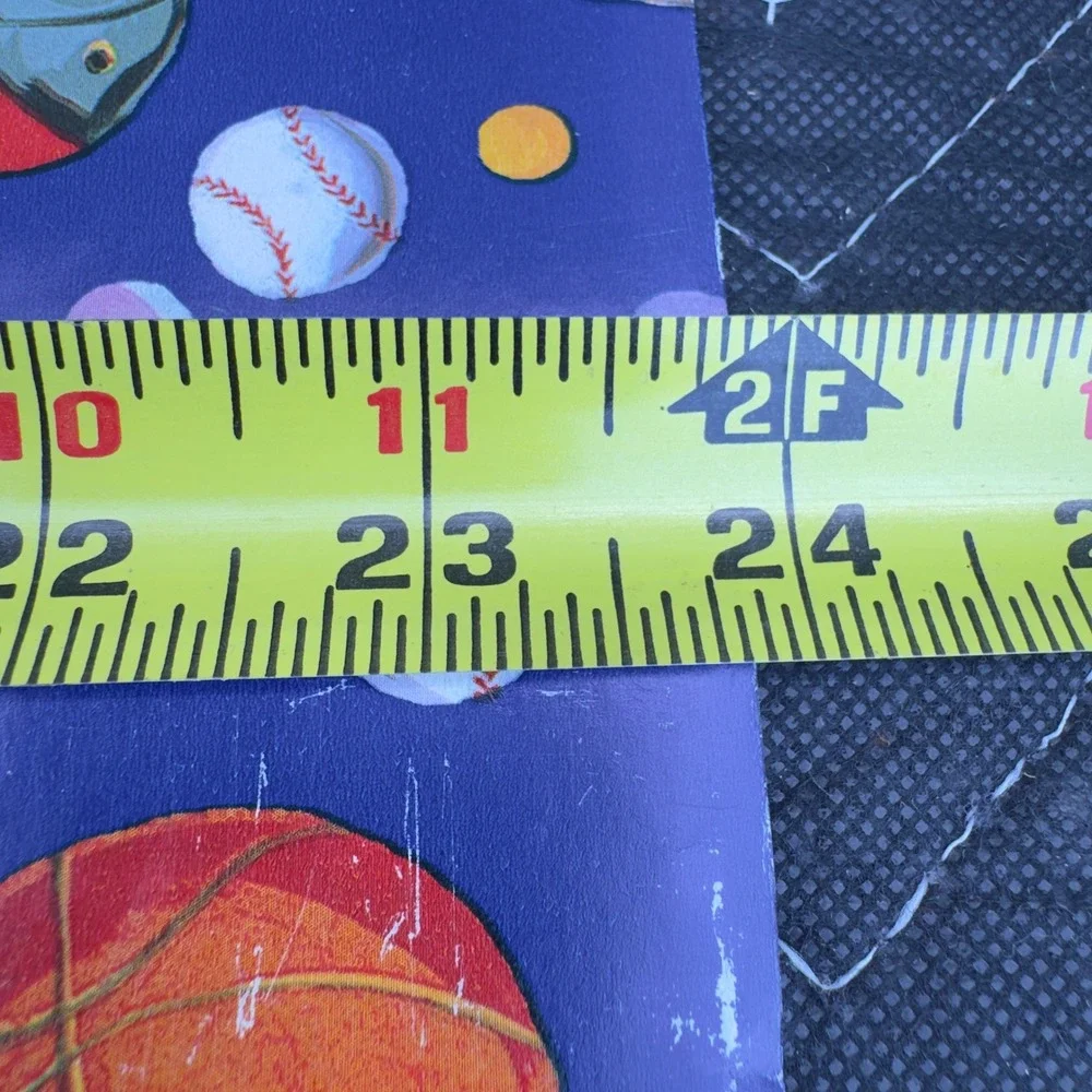 Vintage Sports Gift Wrap Roll Blue All Over Print Baseball Basketball 24 Inch